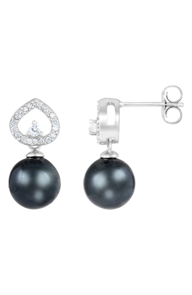 SPLENDID PEARLS Rhodium Plated Sterling Silver 8-9mm Cultured Tahitian Pearl Stud Earrings, Alternate, color,