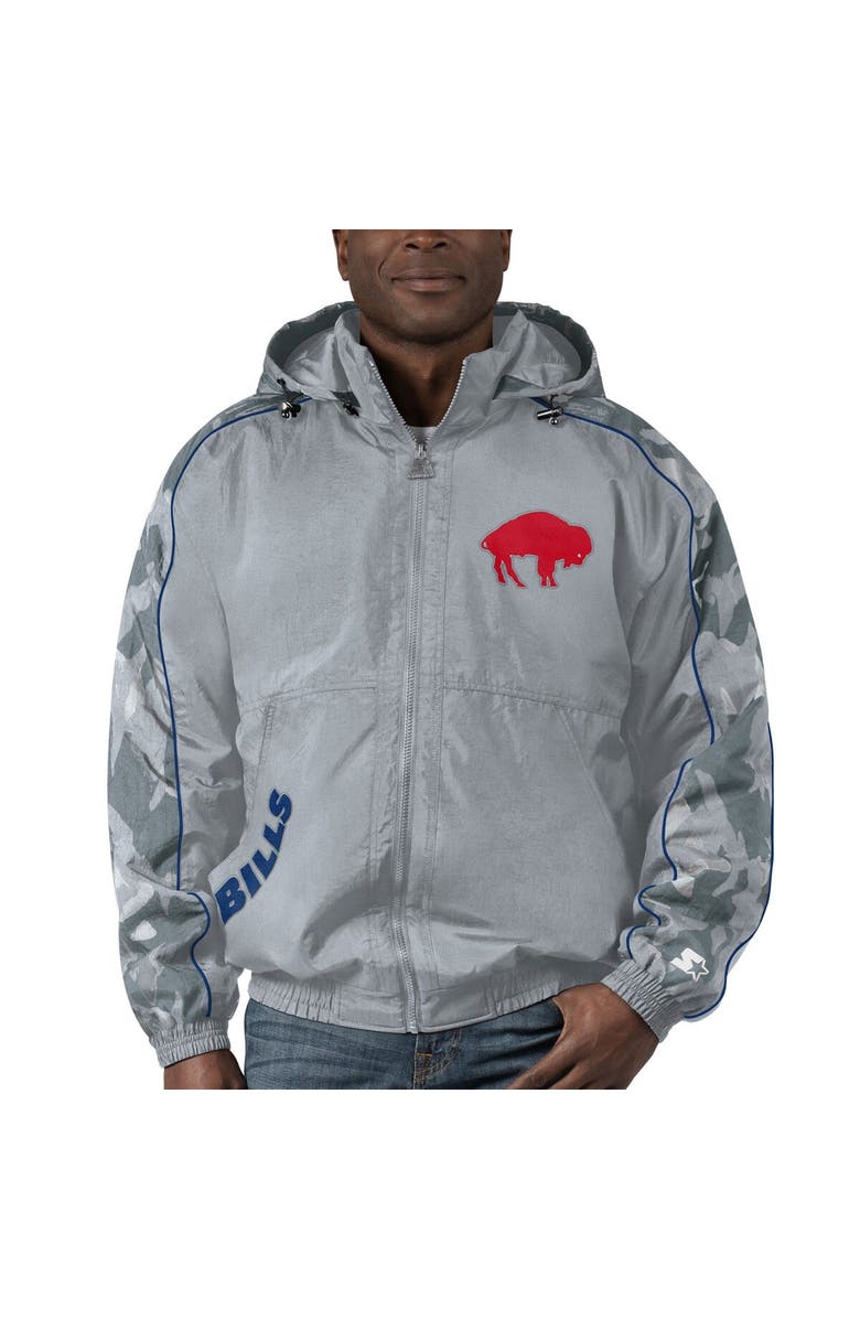 STARTER Men's Starter Gray Buffalo Bills Thursday Night Gridiron Throwback Full-Zip Jacket, Main, color, 