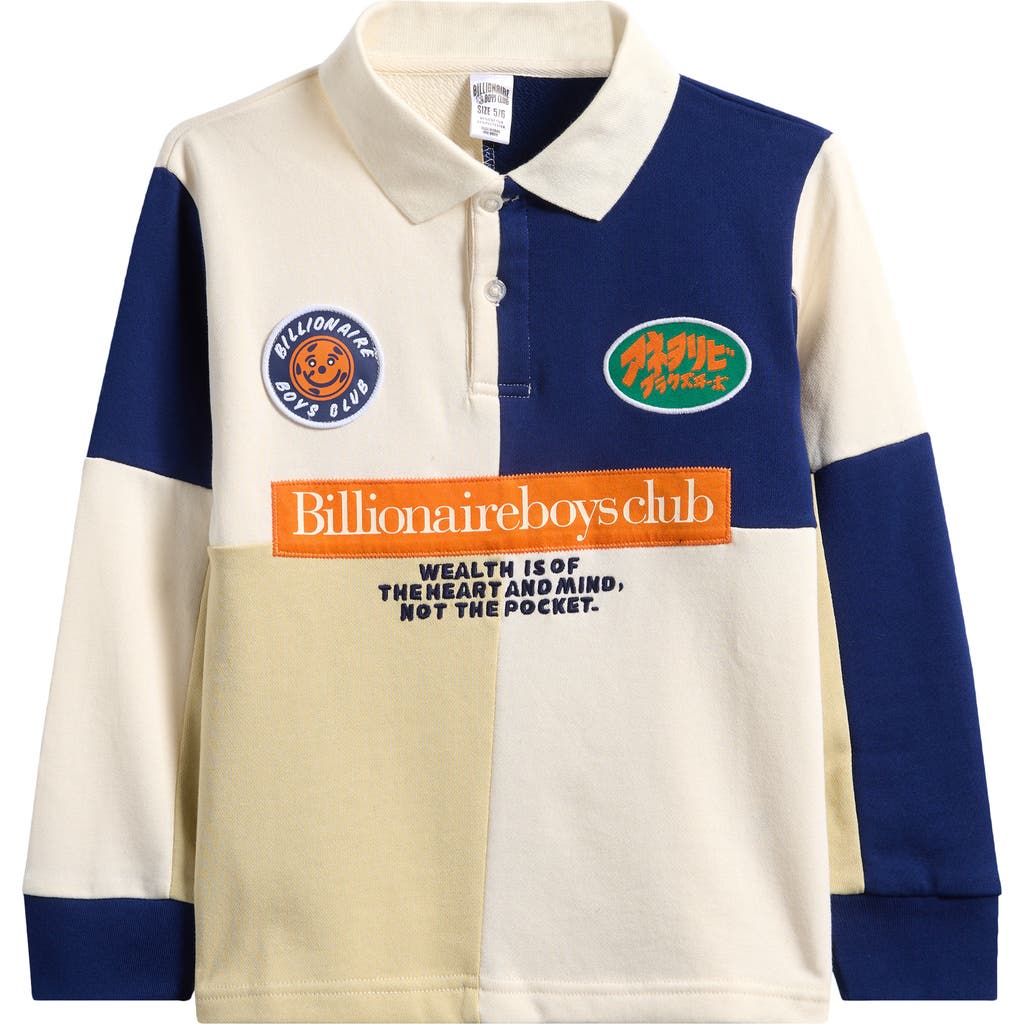 Billionaire Boys Club Kids' Pixel Colorblock Long Sleeve Graphic Polo In Neutral