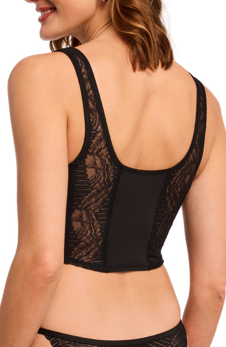 Montelle Intimates Temptation Wireless Corset & Bikini Set, Alternate, color, Black/Sand