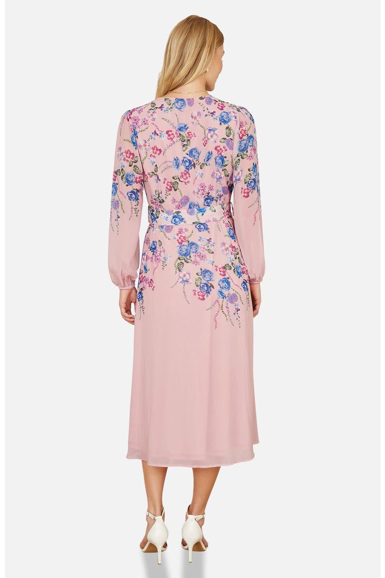 Belted Floral Midi Dress, Alternate, color, Pink