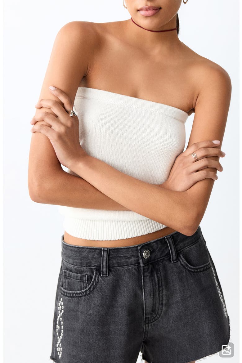 Strapless Cotton Top, Main, color, ECRU