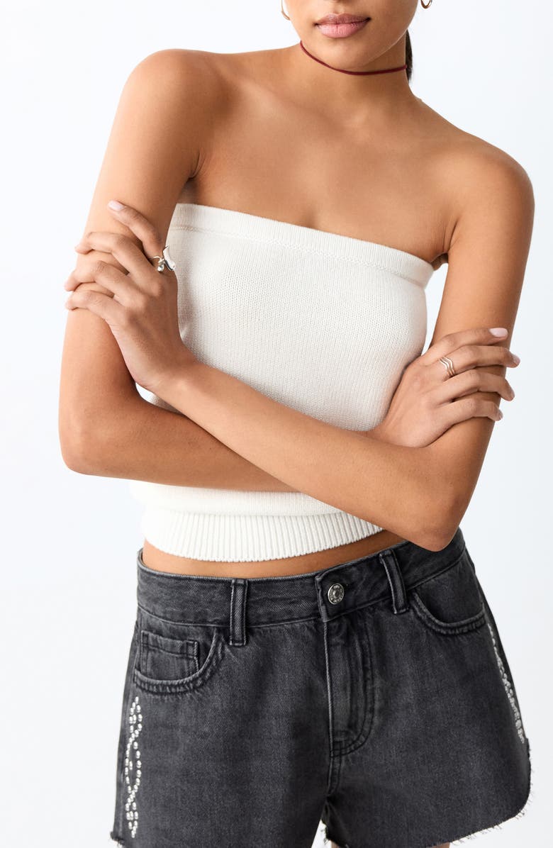 MANGO TEEN Strapless Cotton Top, Main, color,