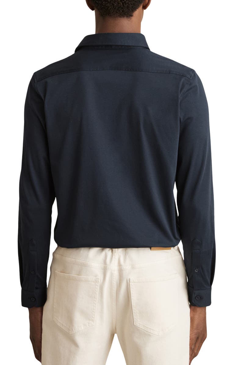 Reiss Duke Air-Water Slim Fit Knit Button-Up Shirt, Alternate, color, Navy