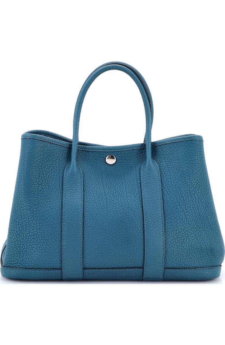 Pre-Owned Hermes Garden Party Tote Leather 30, Main, color, Bleu Outremer