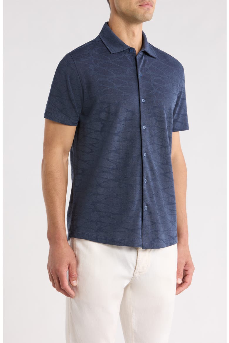 Graham Short Sleeve Sleeve Knit Button-Up Shirt, Alternate, color, DARK CASPIAN