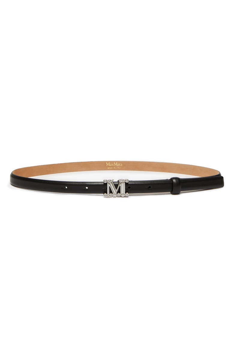 Max Mara Graziata Logo Buckle Leather Belt, Main, color, 
