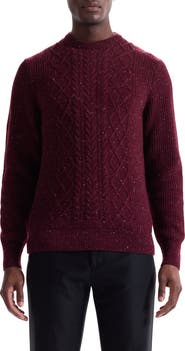 Bugatchi Cable Stitch Crewneck Wool Blend Sweater