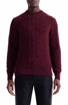Bugatchi Cable Stitch Crewneck Wool Blend Sweater