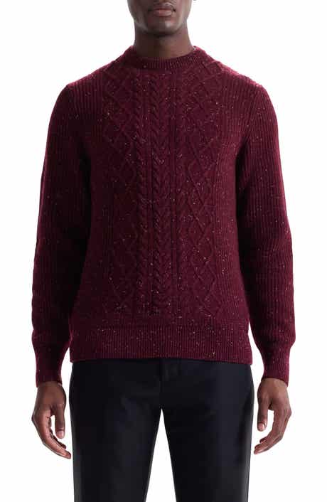 Bugatchi Cable Stitch Crewneck Wool Blend Sweater