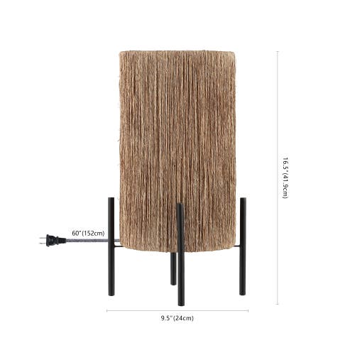 Jonathan Y Kai 16.5" Coastal Minimalist Rattan Led Table Lamp, Brown In Light Brown