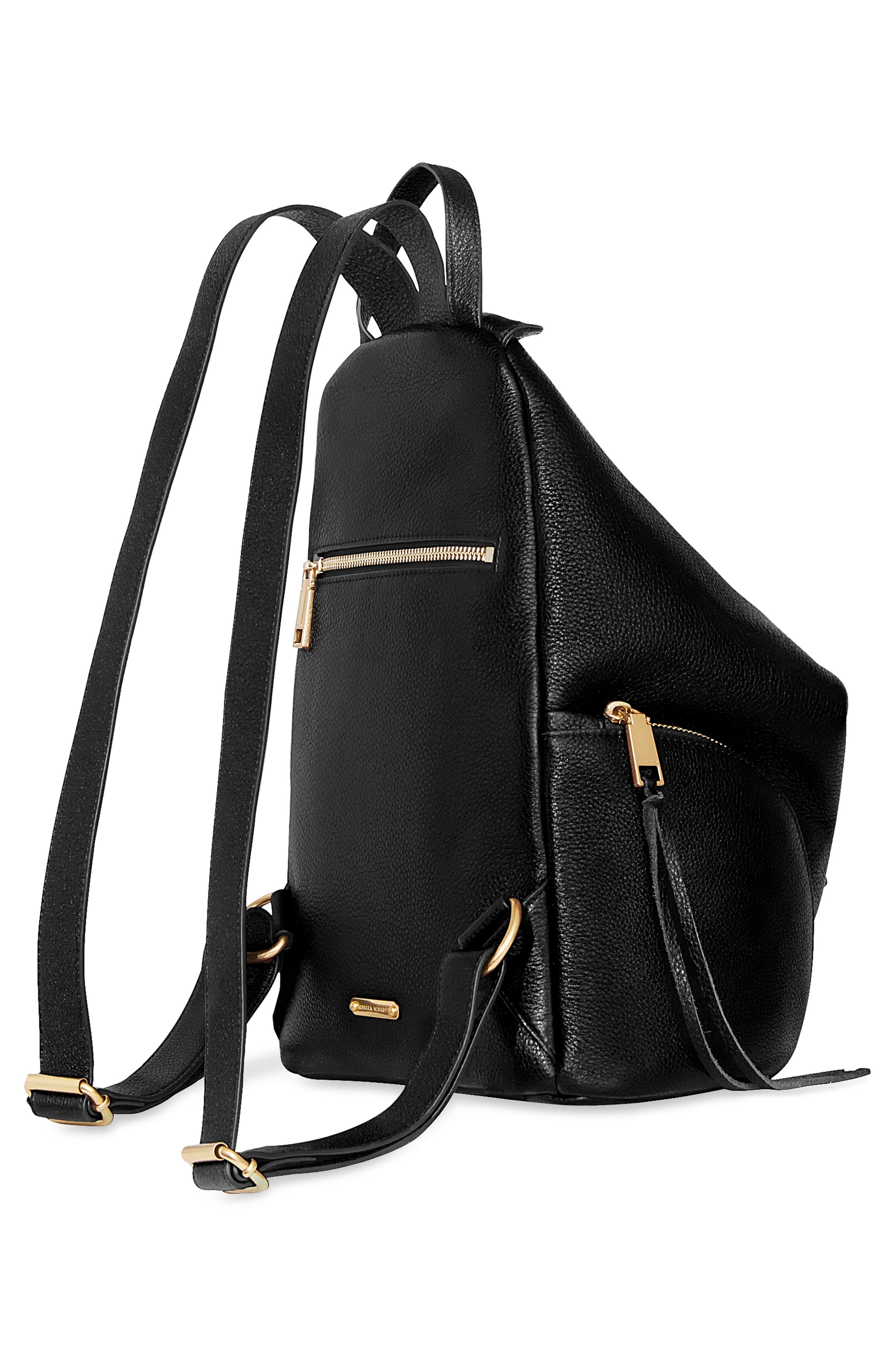 Rebecca Minkoff Julian Leather Backpack, Alternate, color, Black