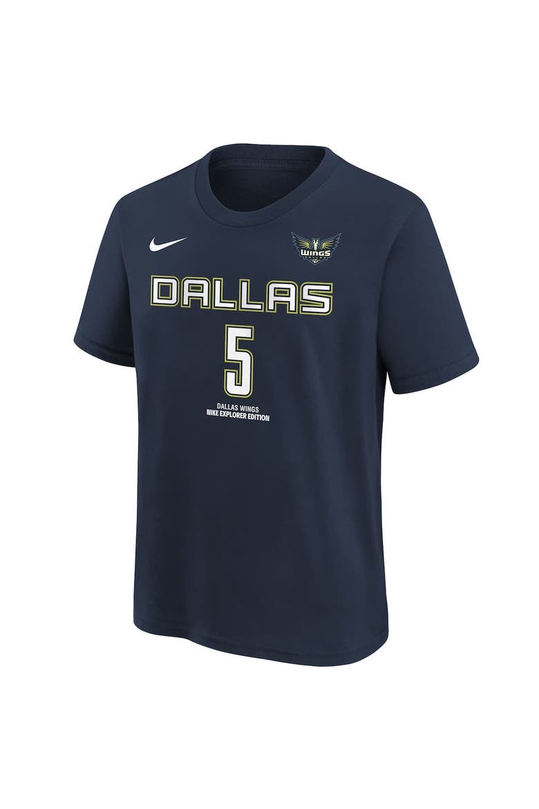 Youth Nike Paige Bueckers Navy Dallas Wings 2025 WNBA Draft Explorer Edition Name & Number T-Shirt, Alternate, color, Navy