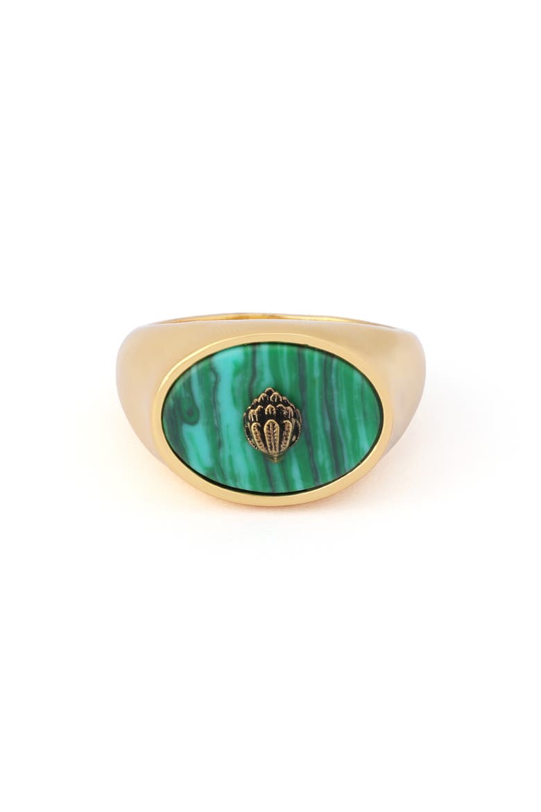 Eagle Head Signet Ring, Alternate, color, GREEN