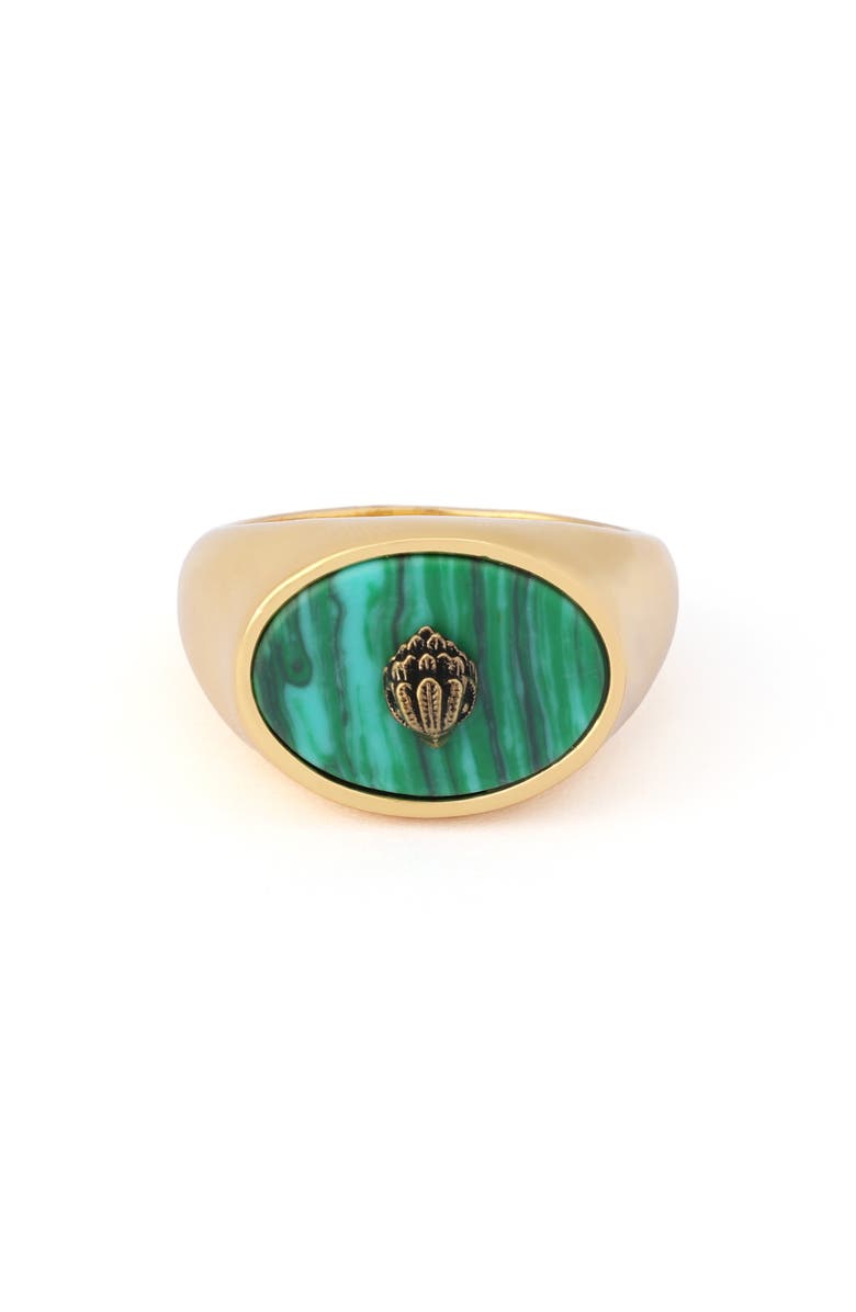 Kurt Geiger London Eagle Head Signet Ring, Alternate, color, Green