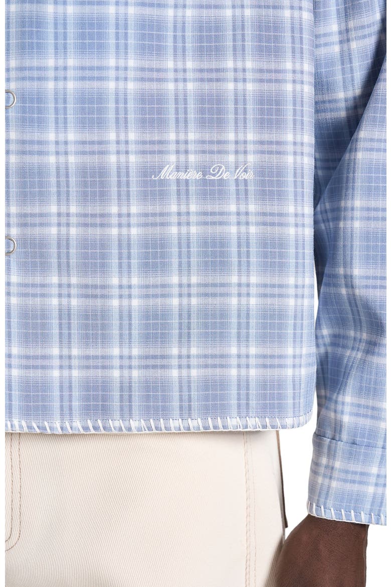 Blake Unisex Whipstitch Check Shirt, Alternate, color, Blue