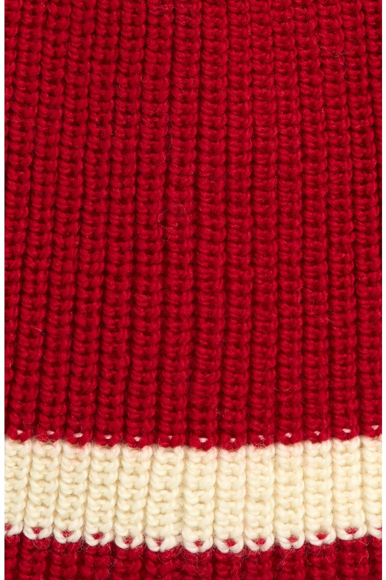 Stripe Merino Wool Pom Beanie, Alternate, color, RED