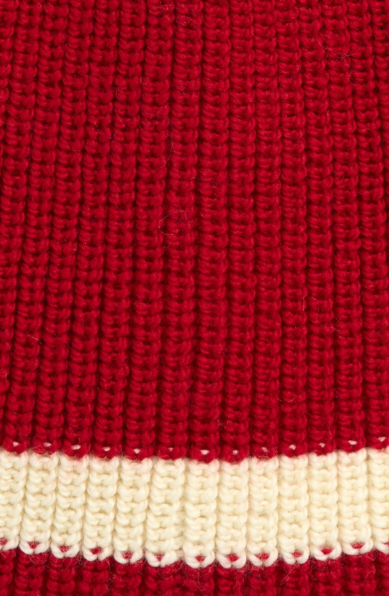 Bode Stripe Merino Wool Pom Beanie, Alternate, color, Red