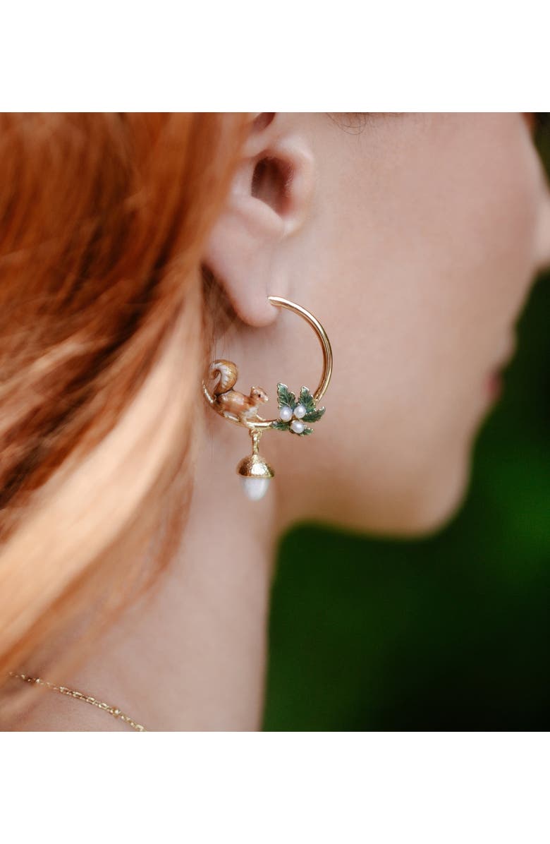Bill Skinner Studio Squirrel & Acorn Hoop Earrings, Alternate, color, Squirrel & Acorn