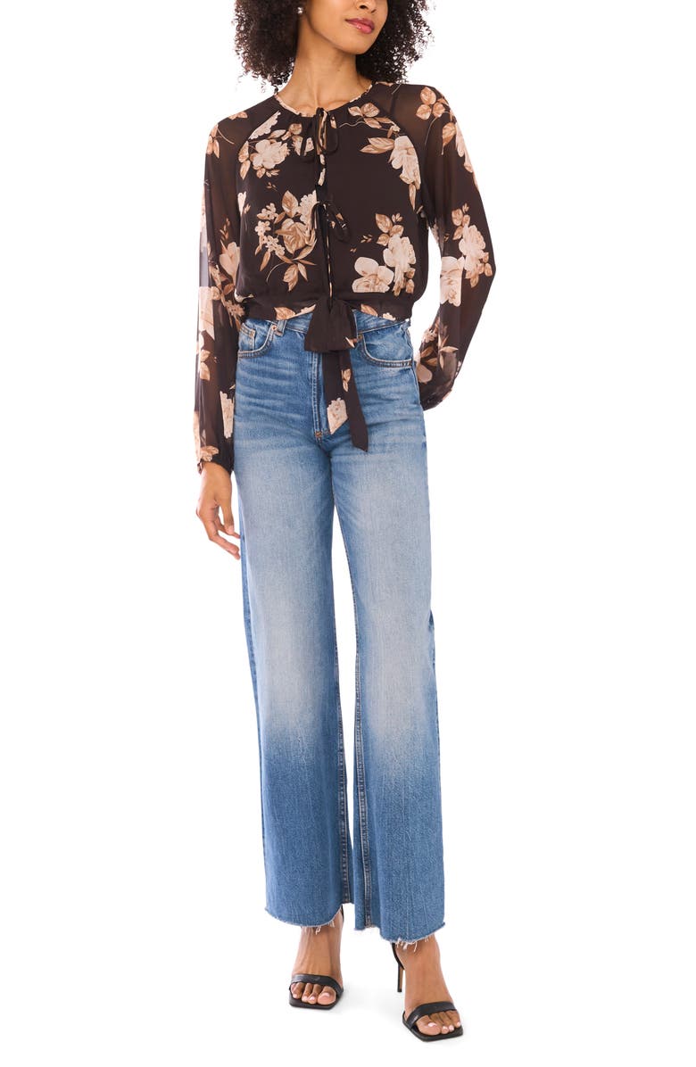 Parker Long Sleeve Double Tie Front Top, Alternate, color, Chocolate Torte