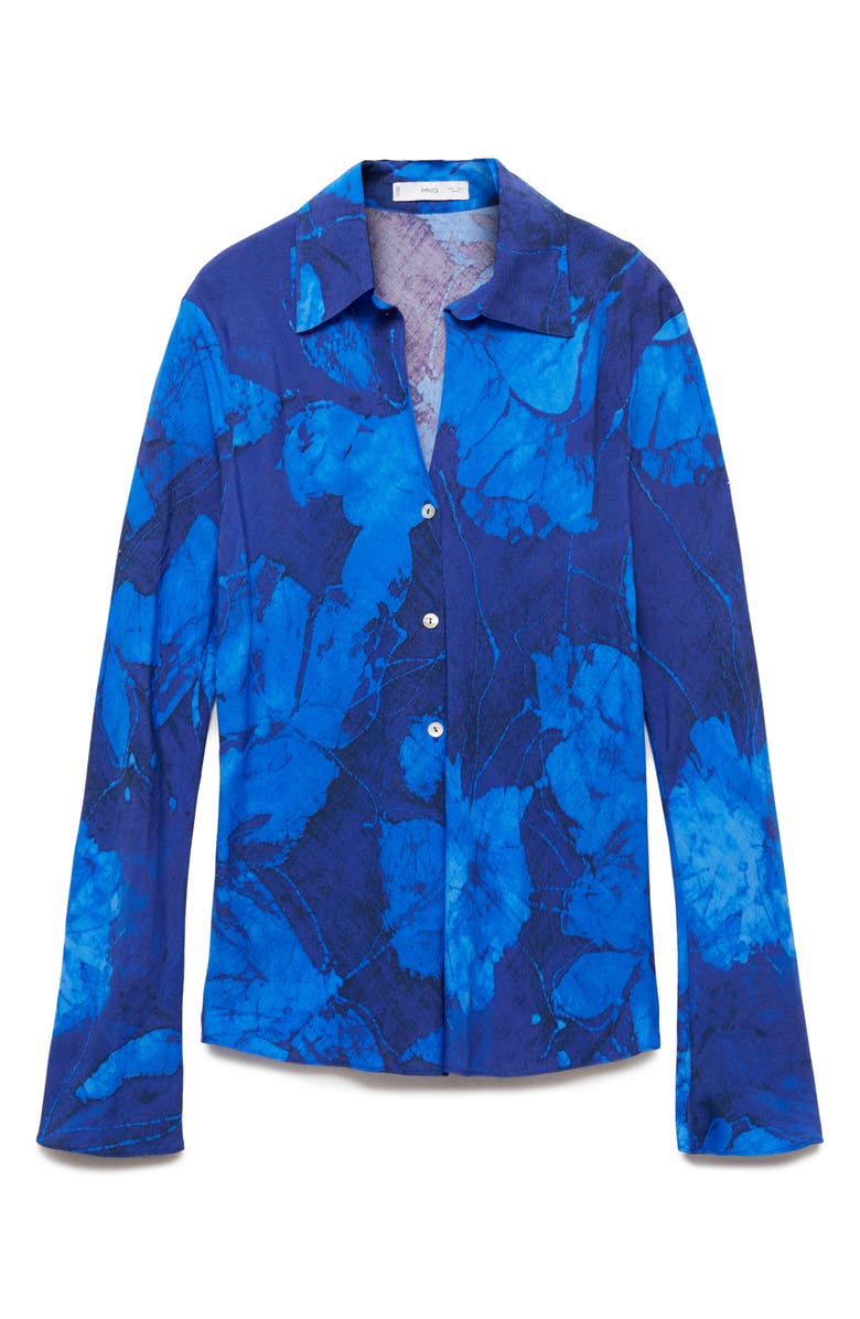 MANGO Floral Print Button-Up Shirt, Main, color, 