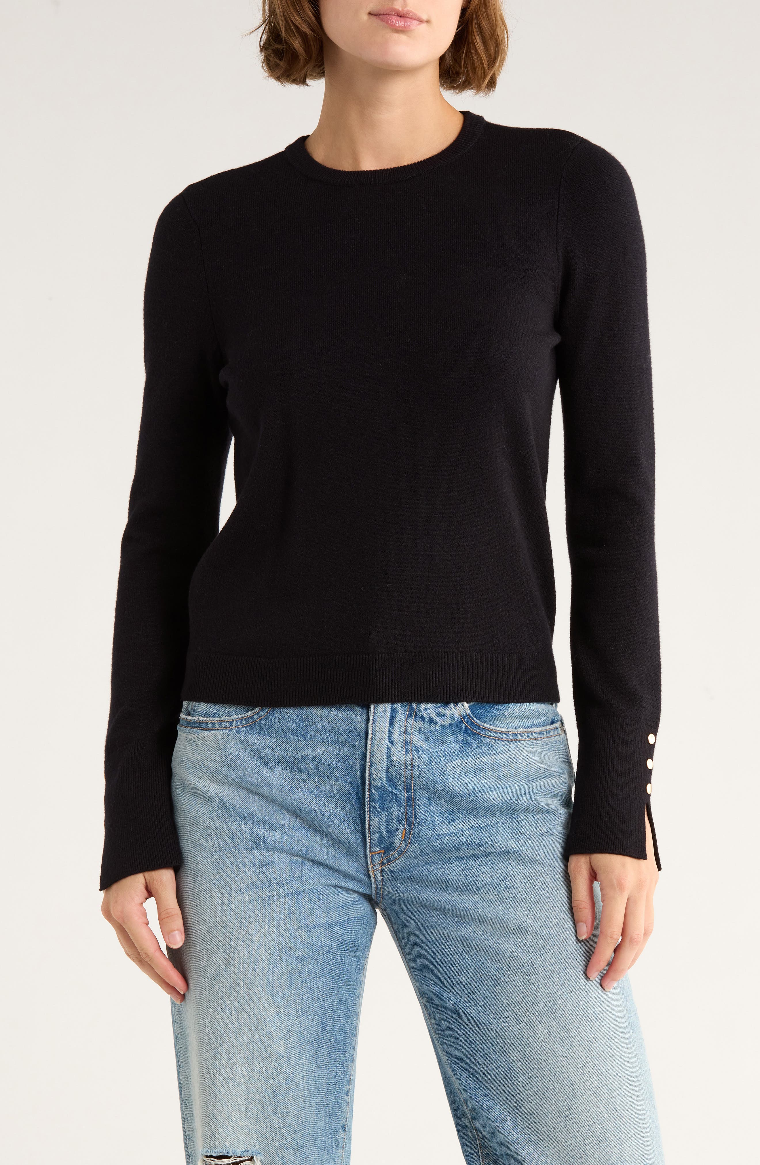 French Connection Split Cuff Crop Sweater