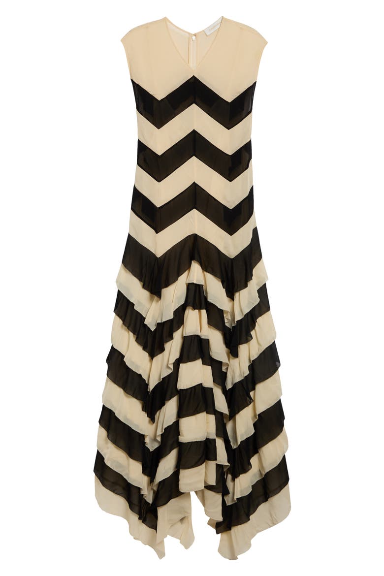Ascent Zigzag Stripe Layered Maxi Dress, Main, color, BLACK/ CREAM
