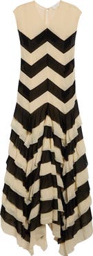 Zimmermann Ascent Zigzag Stripe Layered Maxi Dress