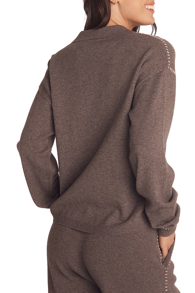 Whipstitch Button-Up Sweater, Alternate, color, HEATHER SMOKE