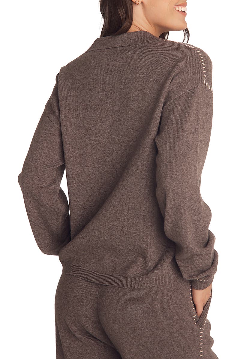 Bella Dahl Whipstitch Button-Up Sweater, Alternate, color, Heather Smoke