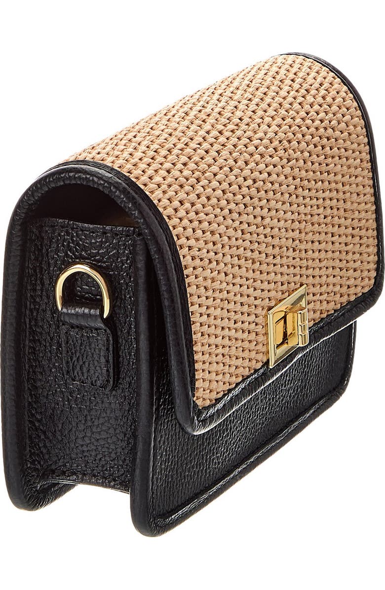 Persaman New York Woven Straw Crossbody Strap, Alternate, color, Black