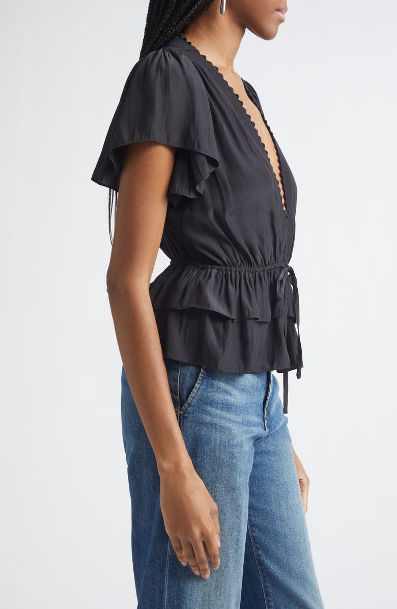 Ramy Brook Emberly Peplum Shirt, Alternate, color, Black
