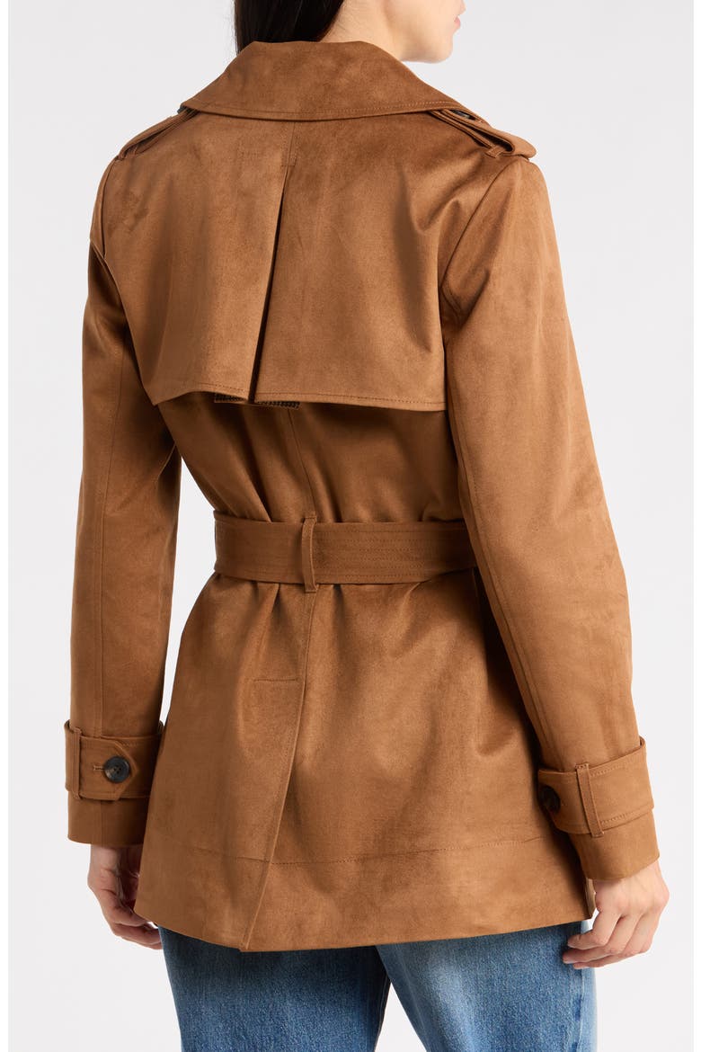 Faux Suede Trench Coat, Alternate, color, CAMEL