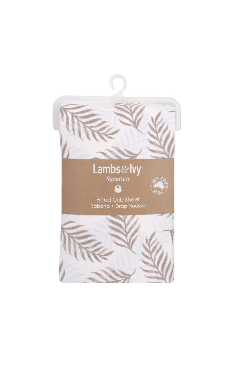 Lambs & Ivy Signature Leaves Print Organic Cotton Fitted Crib Sheet, Alternate, color, Brown