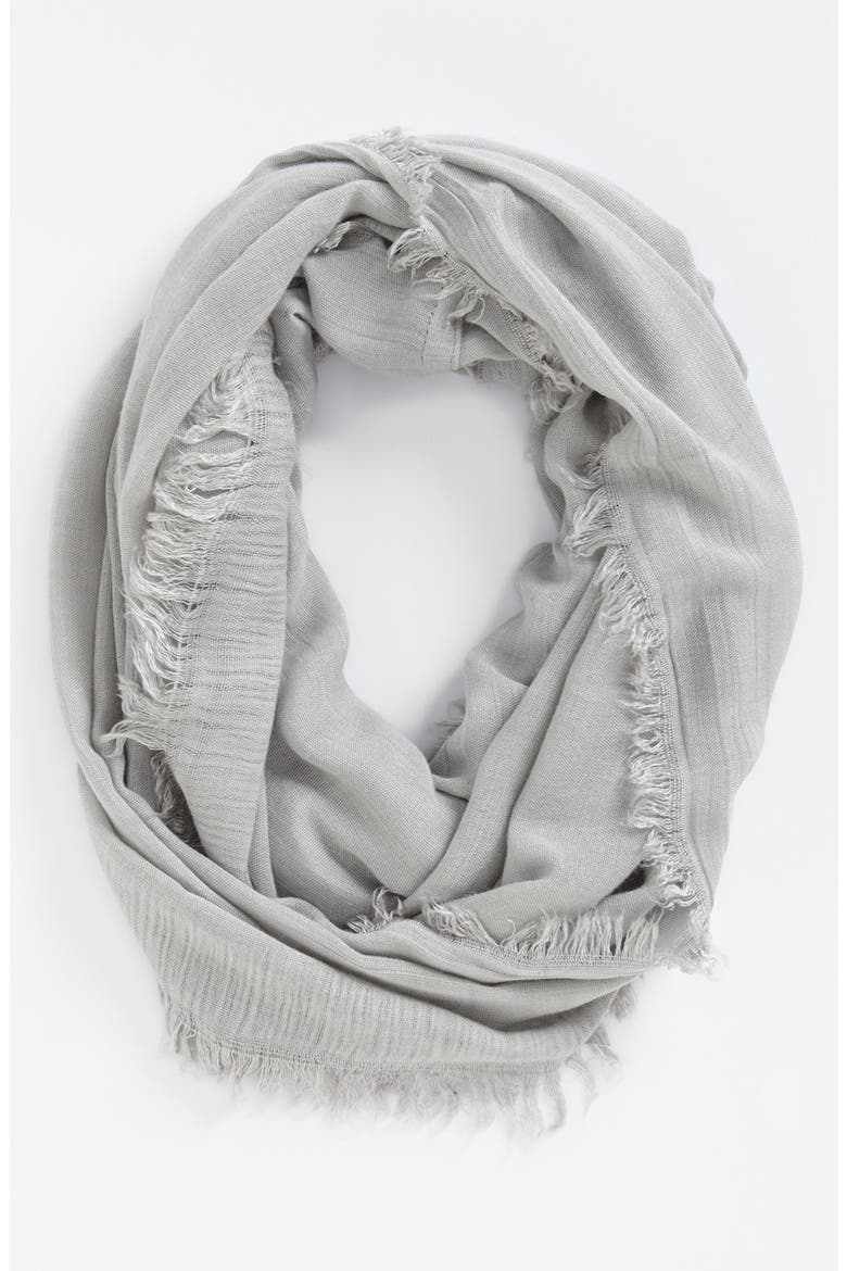 Fringe Infinity Scarf, Main, color, LIGHT GREY