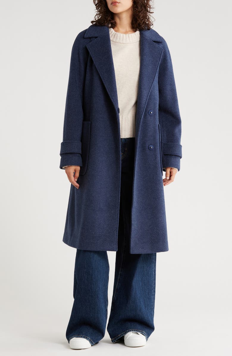 BCBGeneration Missy Belted Wrap Coat, Alternate, color, Navy