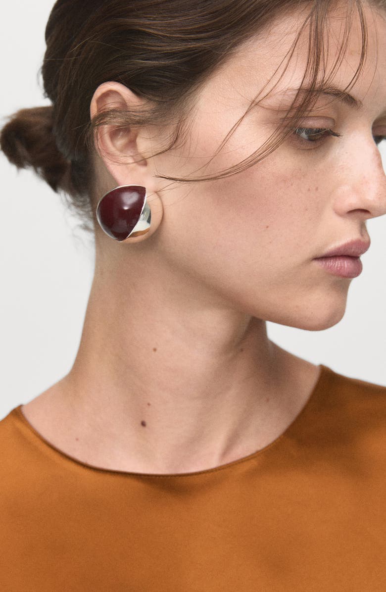 MANGO Long Sleeve Satin Midi Dress, Alternate, color, Ochre