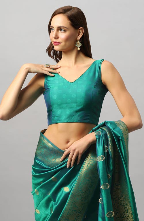 One Minute Saree® Yara Green Moss Adjustable Readymade Saree Blouse For Women In Green