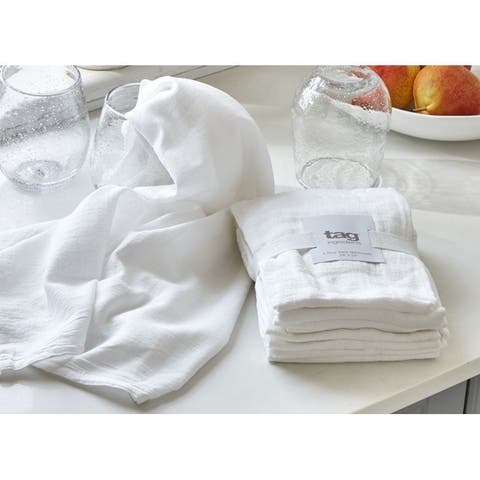 Set of 5 White Cotton Flour Sack Dishtowels for Kitchen