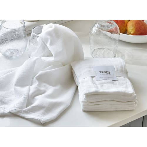 Tag Set Of 5 White Cotton Flour Sack Dishtowels For Kitchen, 28x29 Inches, Machine Washable Everyday In White