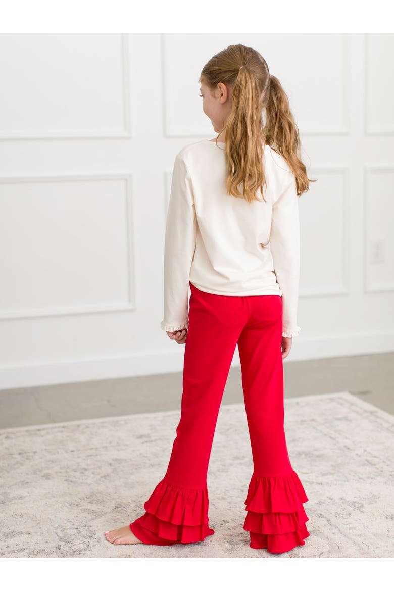Ruffle Flare Pants, Alternate, color, Red