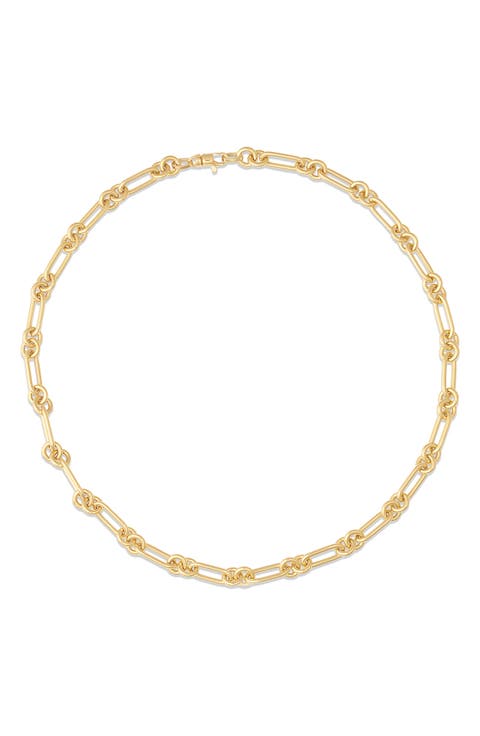 18k Gold Round Paperclip Chain Necklace