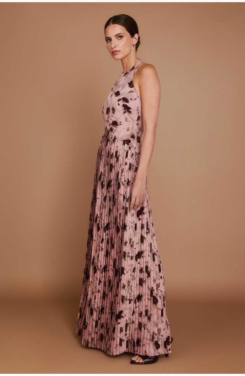 Six Stories Floral Halter Pleated Ruffle Maxi Dress, Alternate, color,