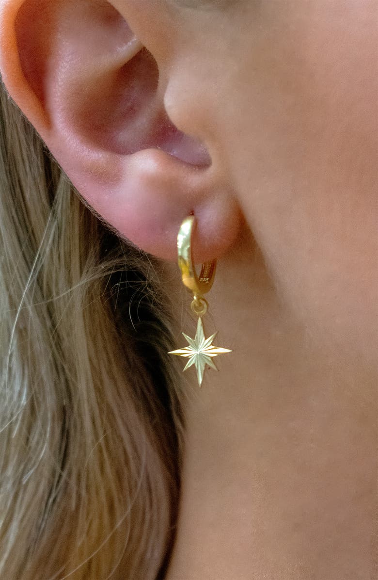 Argento Vivo Sterling Silver Star Drop Huggie Hoop Earrings, Alternate, color,