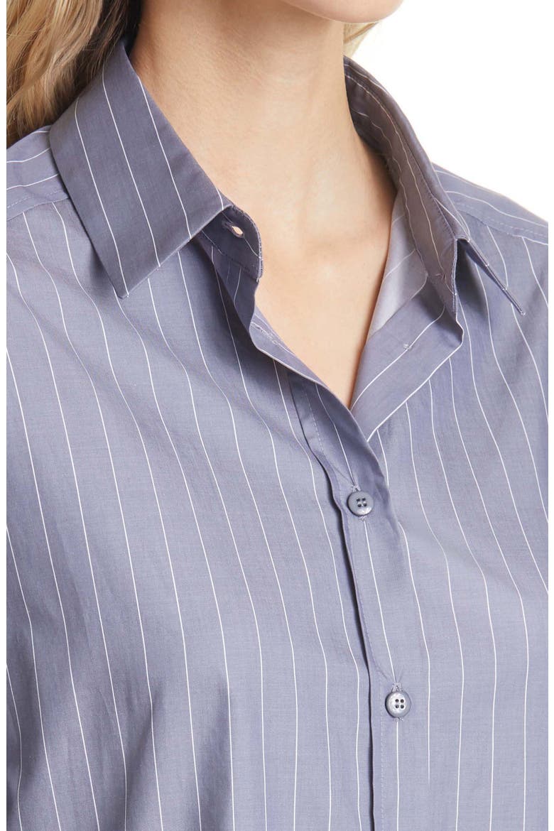 Oversize Pinstripe Button-Up Shirt, Alternate, color, CORNFLOWER BLUE