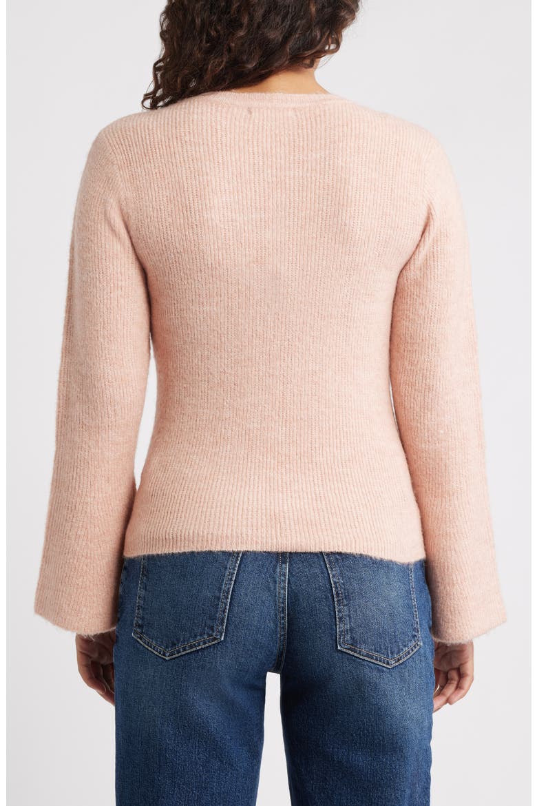 Bell Sleeve Henley Sweater, Alternate, color, ROSE QUARTZ