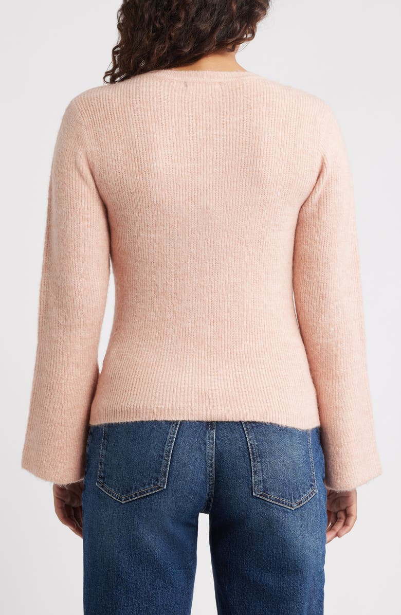 Wit & Wisdom Bell Sleeve Henley Sweater, Alternate, color, Rose Quartz