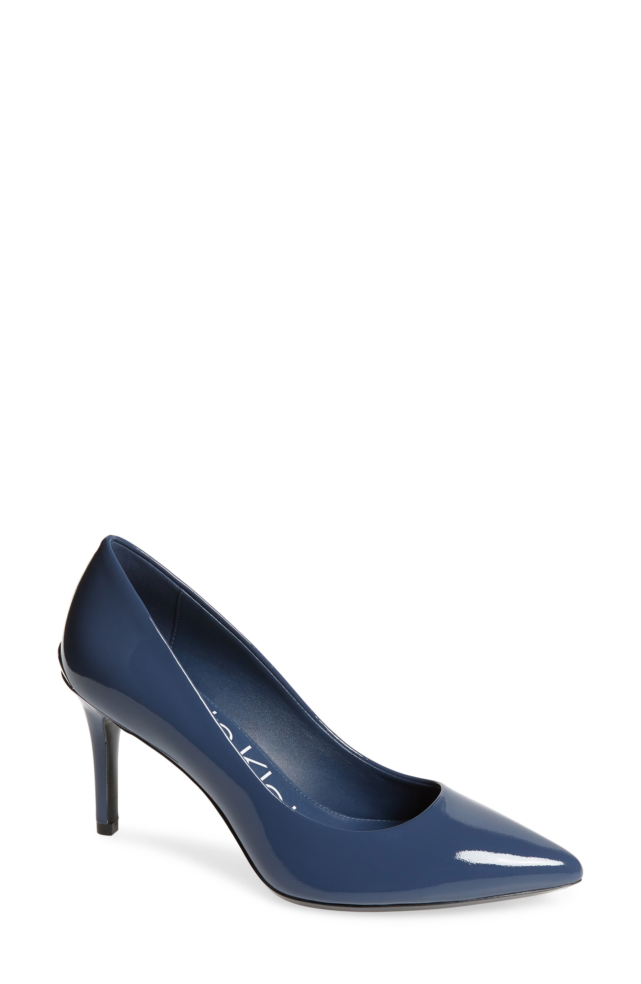 Gayle Pointed Toe Pump, Main, color, DARK STEEL BLUE LEATHER