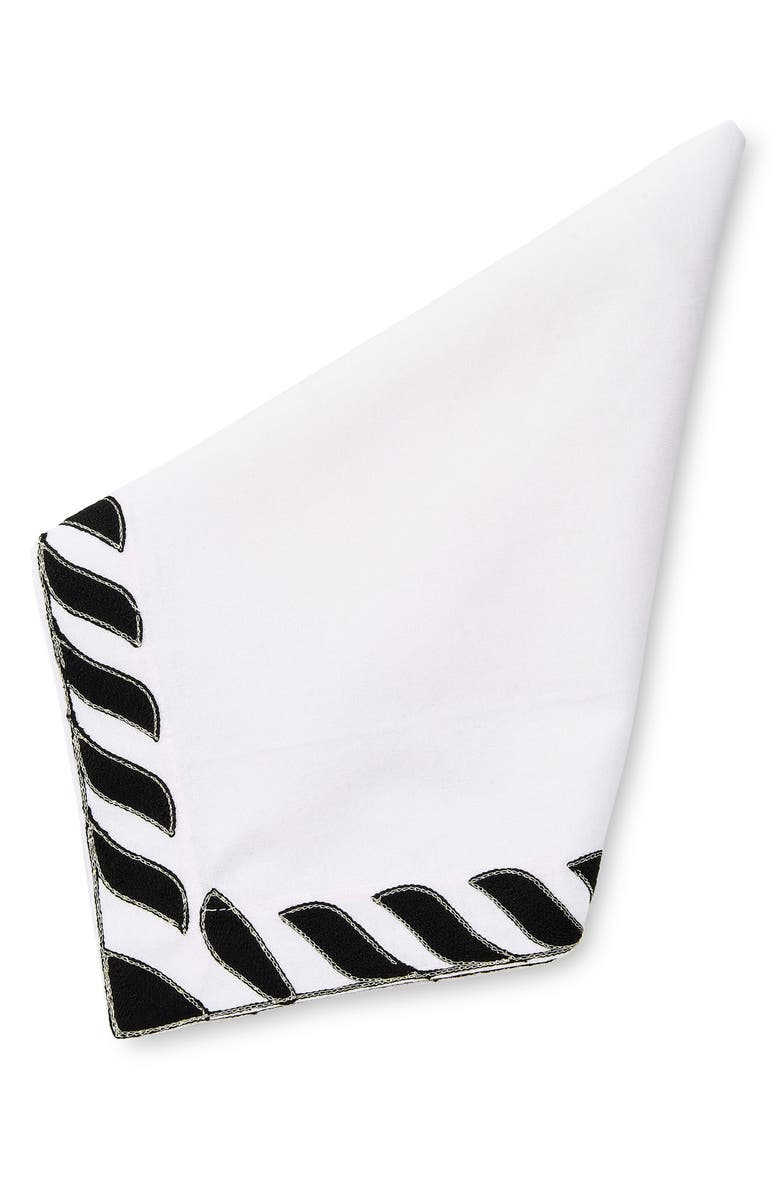 MACKENZIE CHILDS Black & White Rope Border Napkin, Main, color, Black