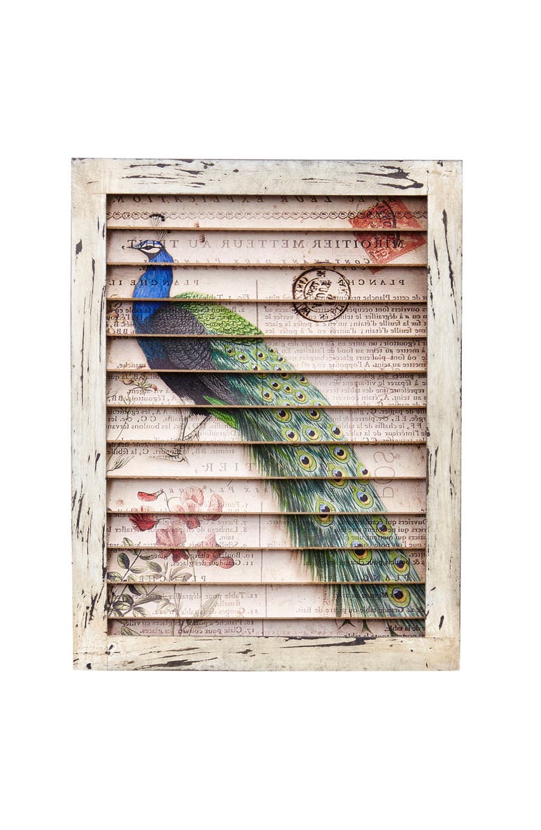 NEARLY NATURAL Peacock Window Shutter Wall Décor, Main, color, Multicolor